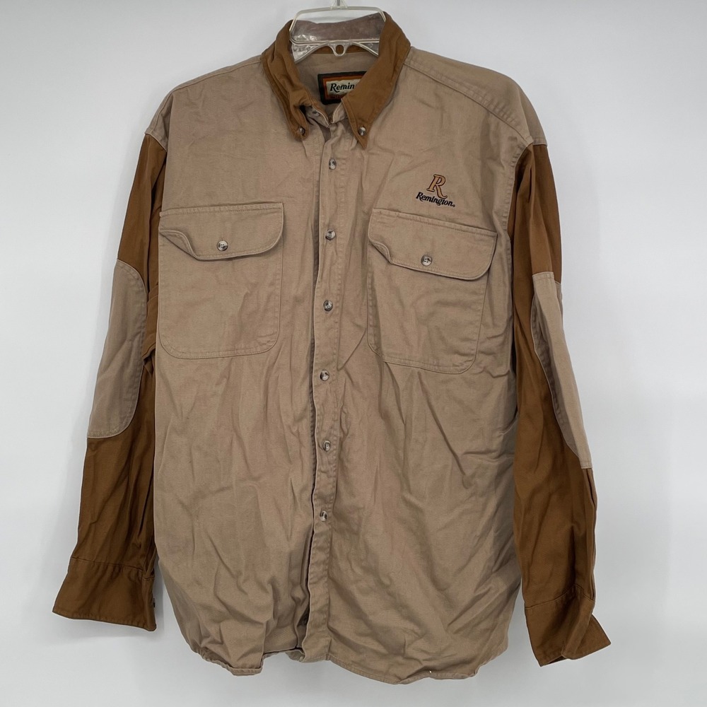 Remington Outdoor Clothing‎ Men's Tan Brown Long Sleeve Button Up Shirt